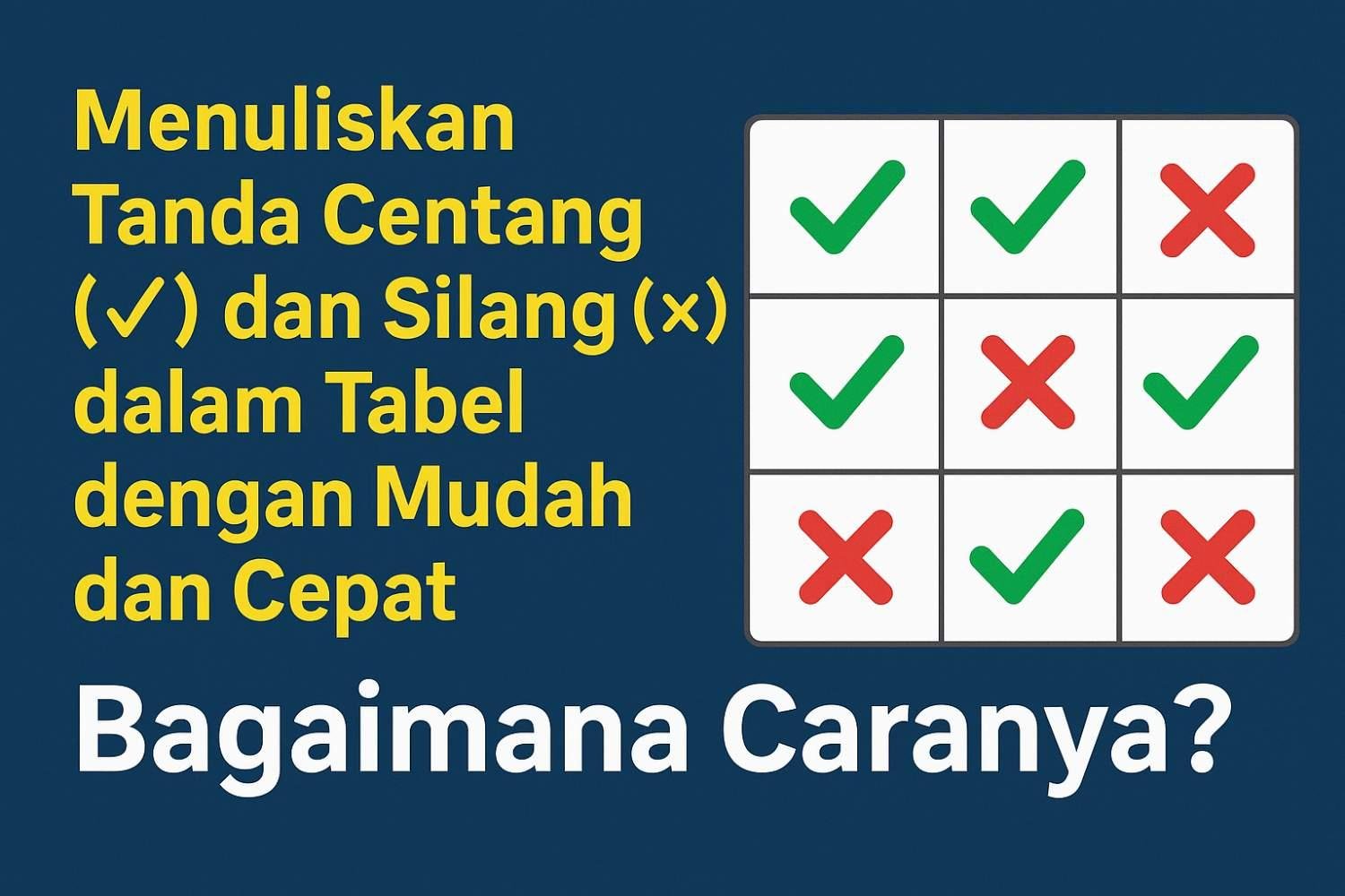 Menuliskan Tanda Centang (✔) dan Silang (✘) dalam Tabel dengan Mudah dan Cepat, Bagaimana Caranya?